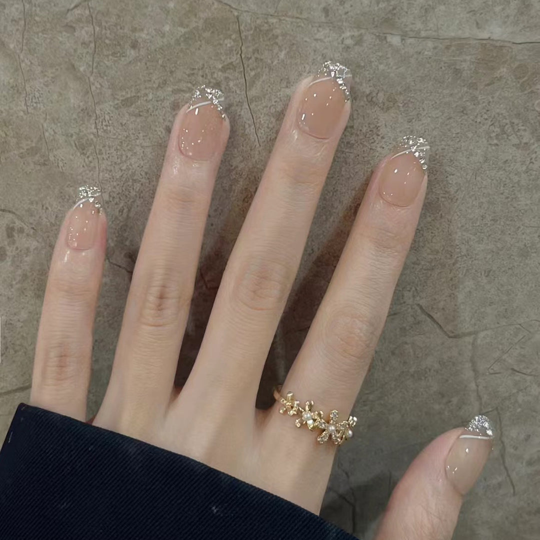 Luxury Rhinestone-Accented Press-On Nails