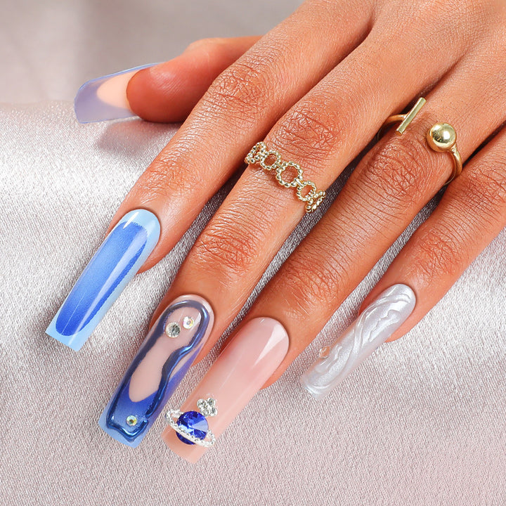 Premium Artistic Press-On Nail Set with Decorative Elements Kalsten