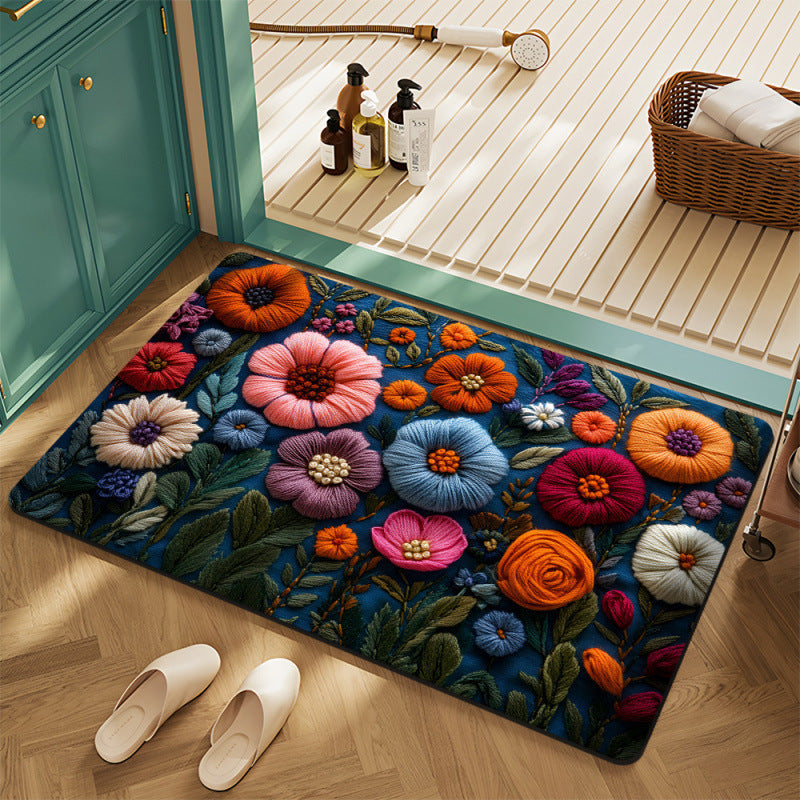 Floral Motif Bath Mat Kalsten
