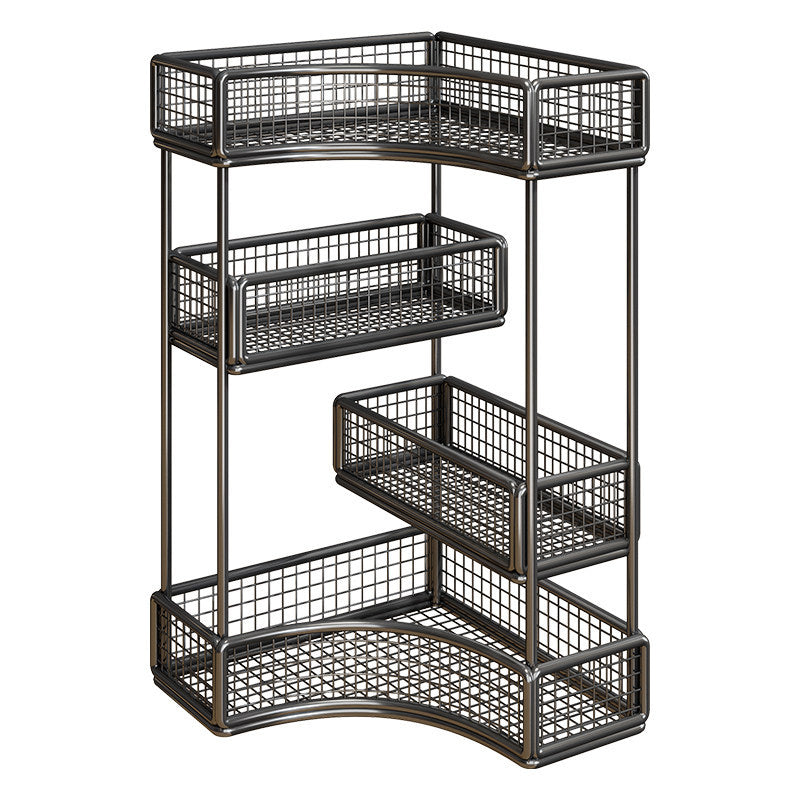 Curved Corner Triple-Tier Metal Mesh Vanity and Countertop Organizer