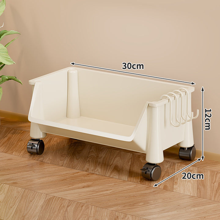 Slim Vertical Multi-Tier Rolling Storage Cart with Tilted Open Bins and Swivel Casters