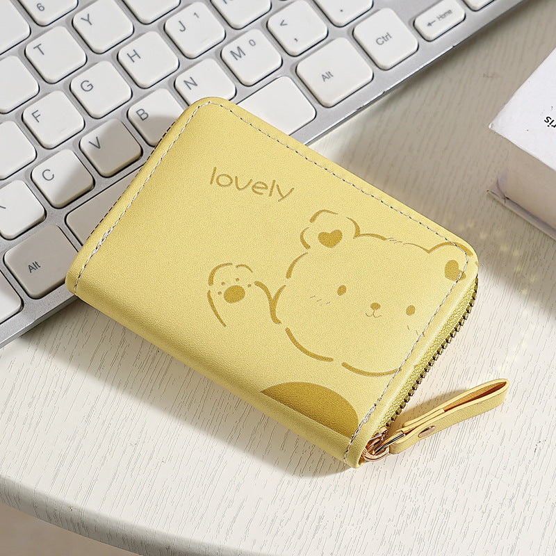 Playful Cartoon Pattern Zippered Wallet