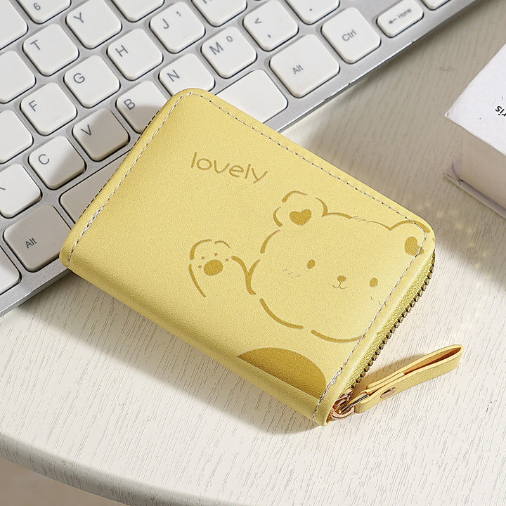 Playful Cartoon Pattern Zippered Wallet