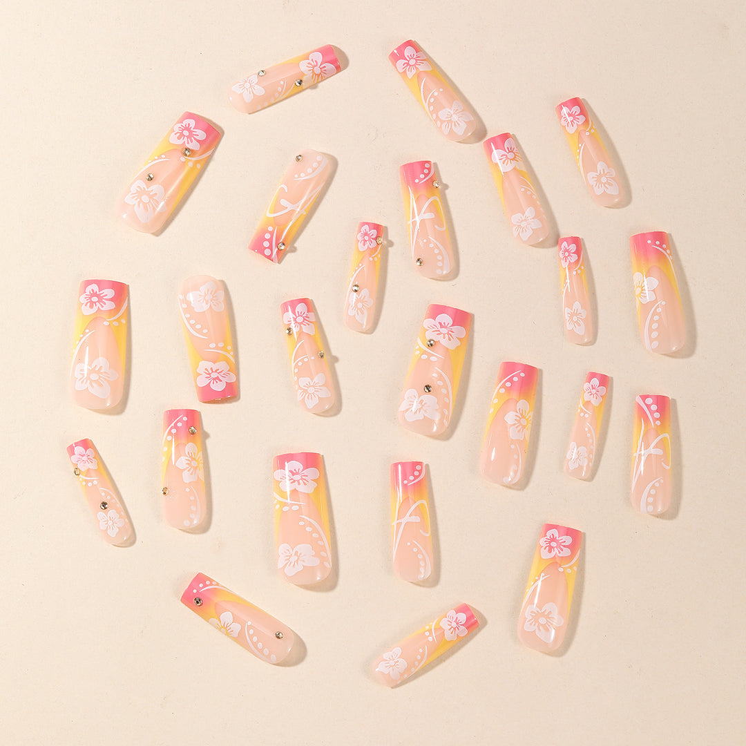 Floral-Themed Acrylic Nail Art Extensions Kalsten