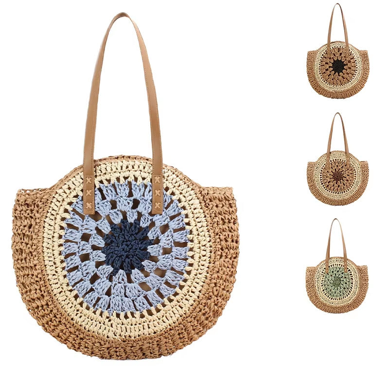 Handmade macrame shopping bag with leather accents Kalsten