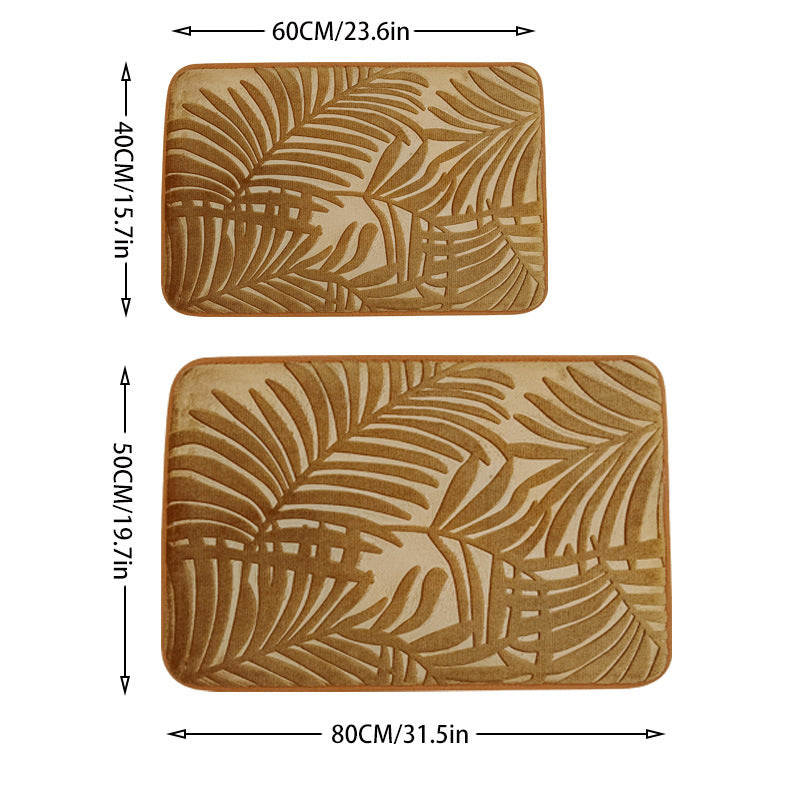 Tropical Leaf Design Memory Foam Bath Mat Kalsten