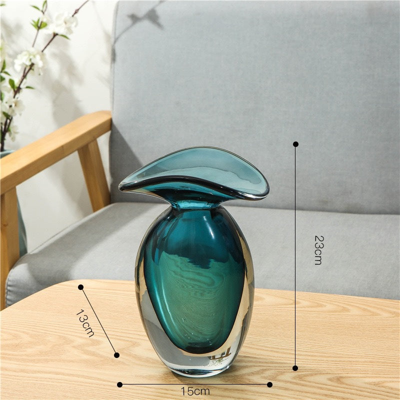 Organic Handblown Mushroom-Top Decorative Glass Vase Kalsten
