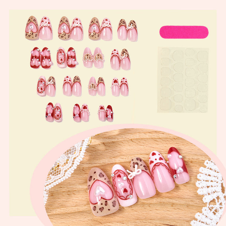 Romantic Heart-Shaped Press-On Nail Art Set Kalsten