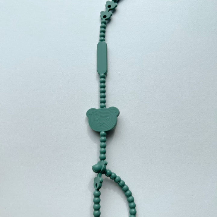 Silicone Beaded Pacifier Lanyard with Bear Teether and Quick-Release Safety Clip