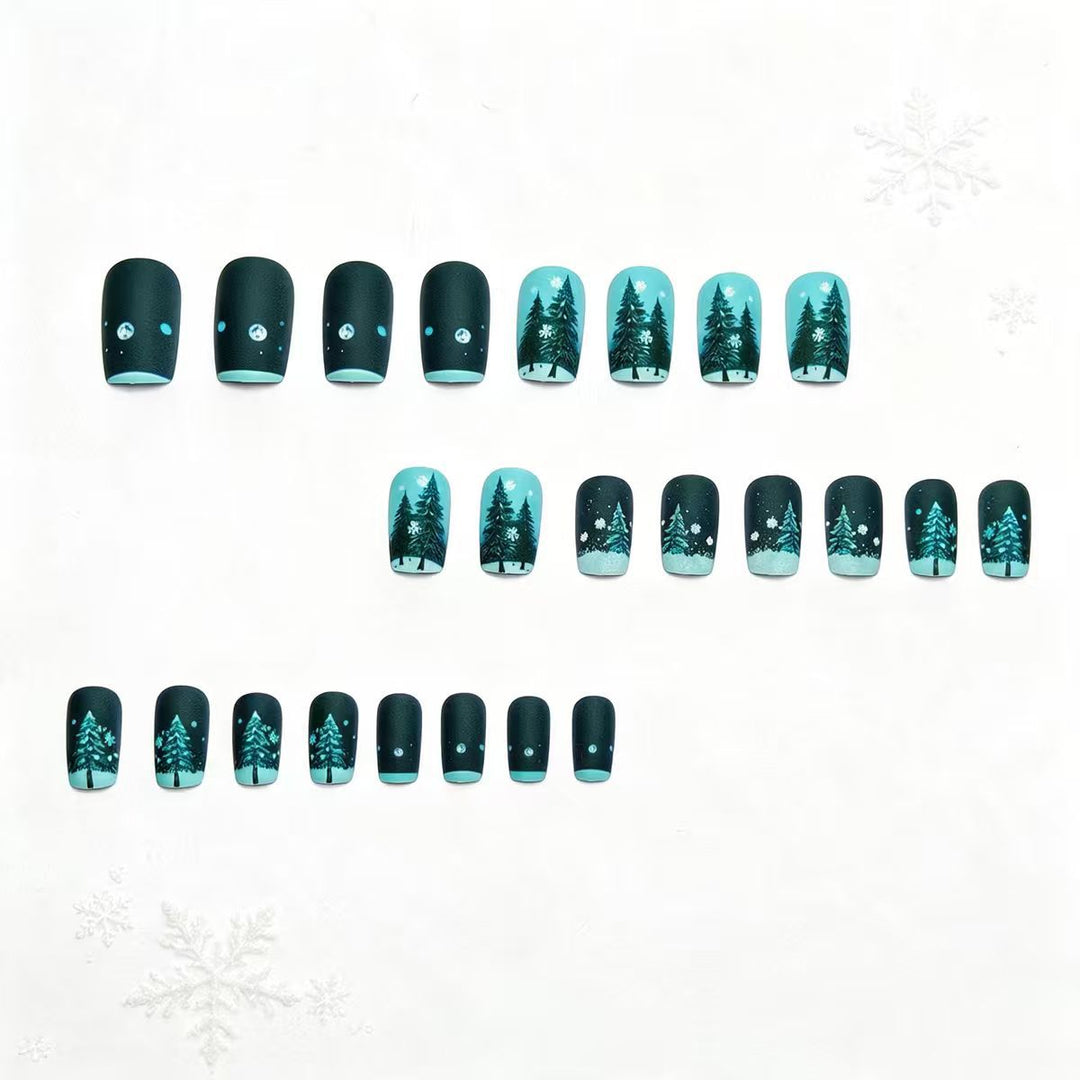 Artificial nails with winter fir tree design Kalsten