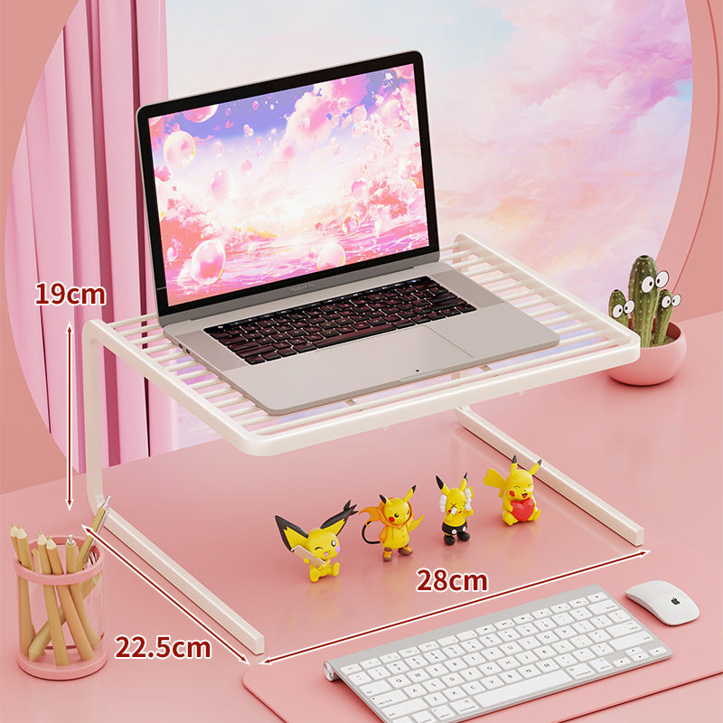 Two Tier Adjustable Metal Laptop and Monitor Riser with Ventilated Slatted Shelves