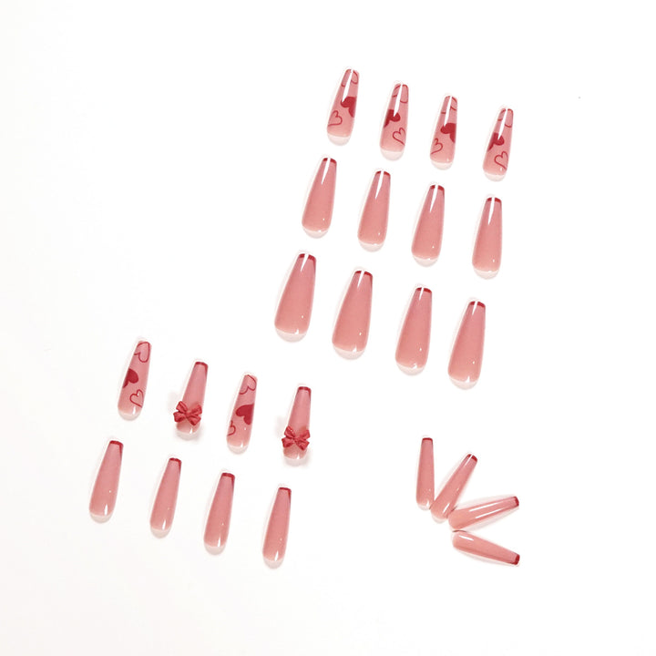 Elegant Artistic Nail Extensions with Romantic Heart Designs Kalsten