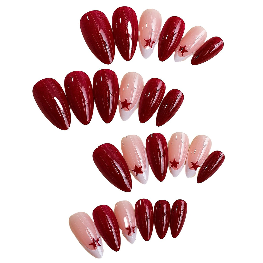 Premium Press-On Nail Set with Star and Glossy Design Kalsten