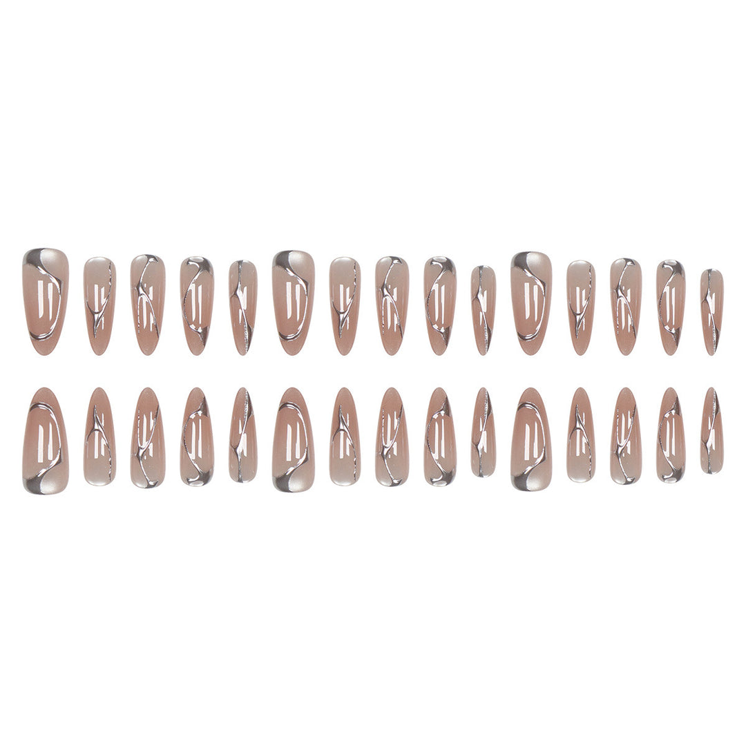 Elegant Metallic Accent Press-On Nails Kalsten