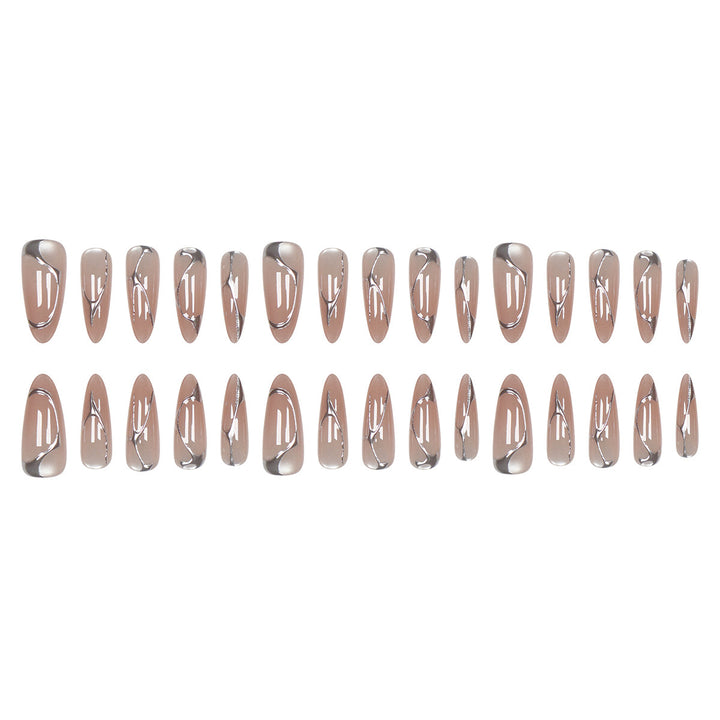 Elegant Metallic Accent Press-On Nails Kalsten
