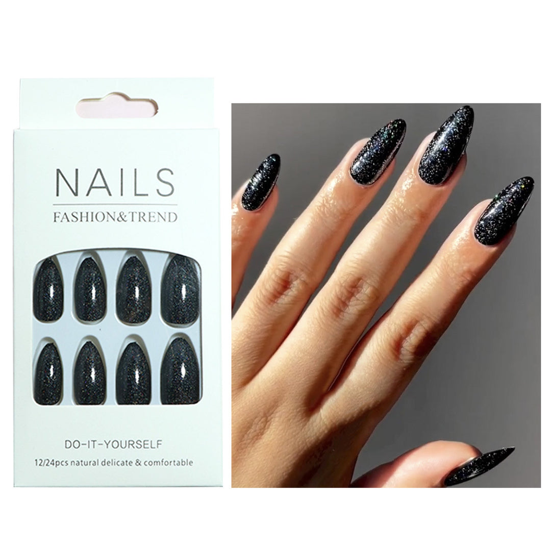 Glamorous Stiletto Press-On Nails with Glitter Finish Kalsten