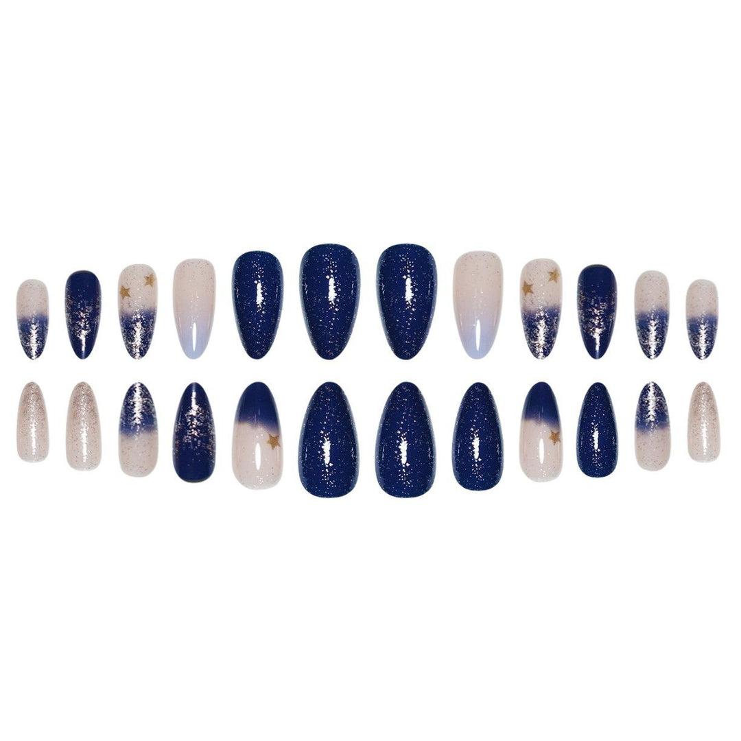 Stiletto Press-On Nail Art Extensions with Starry Designs Kalsten