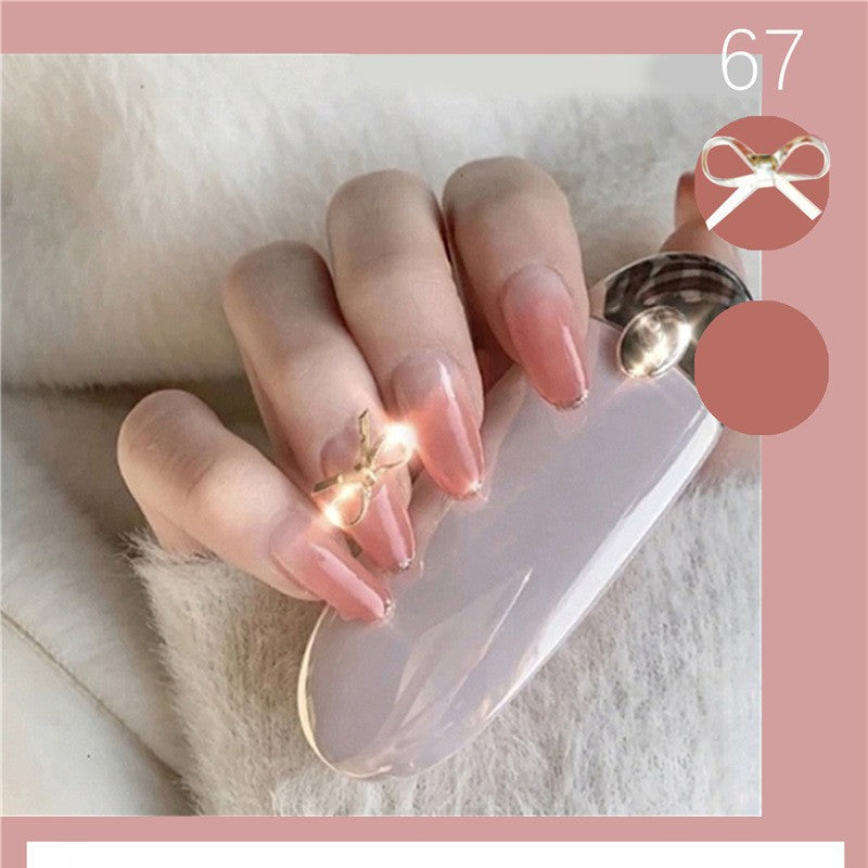 Elegant Press-On Nail Set with Decorative Bow