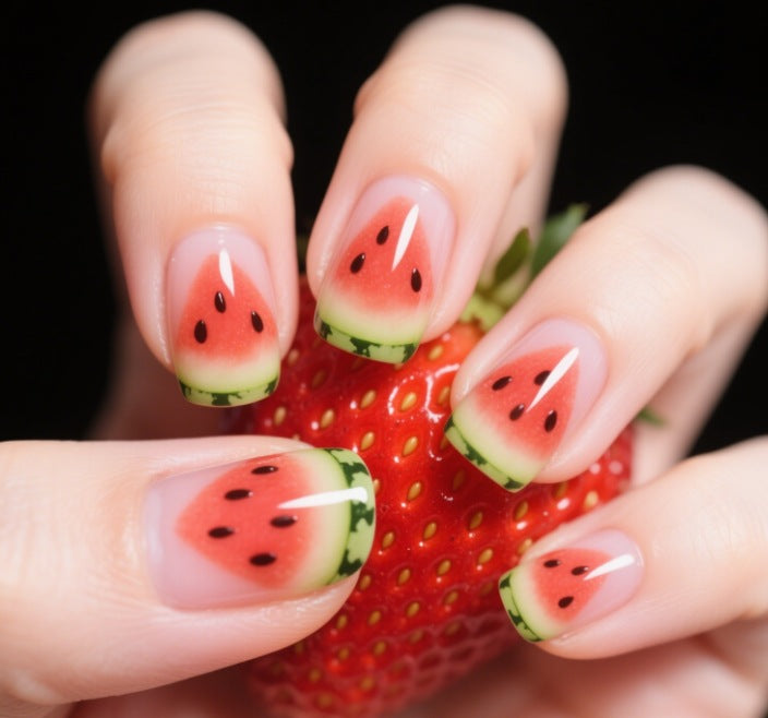 Watermelon-Themed Nail Art Kalsten