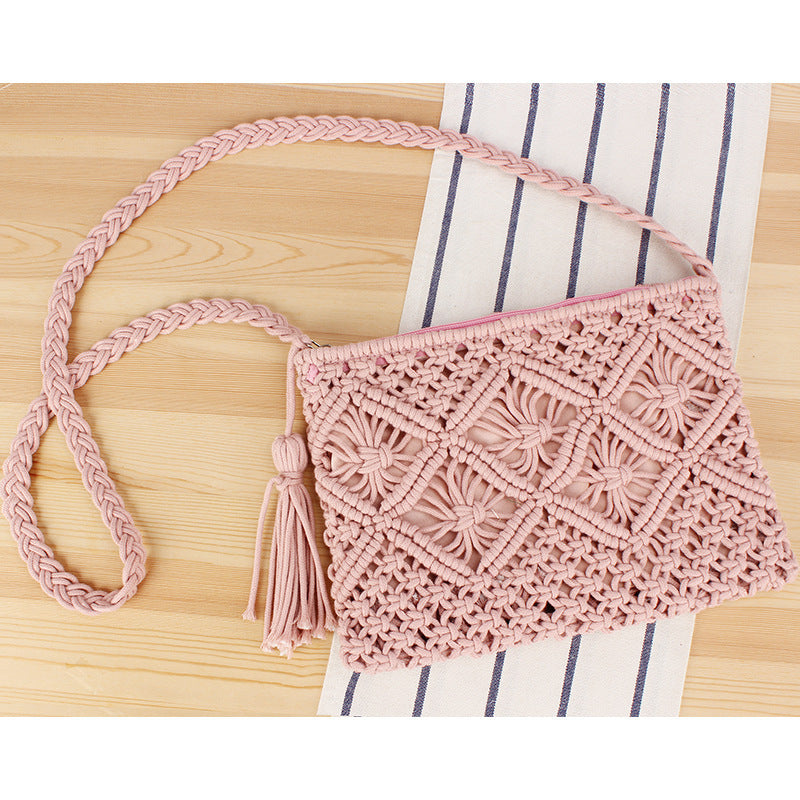 Handcrafted Macrame Shoulder Bag with Tassels Kalsten