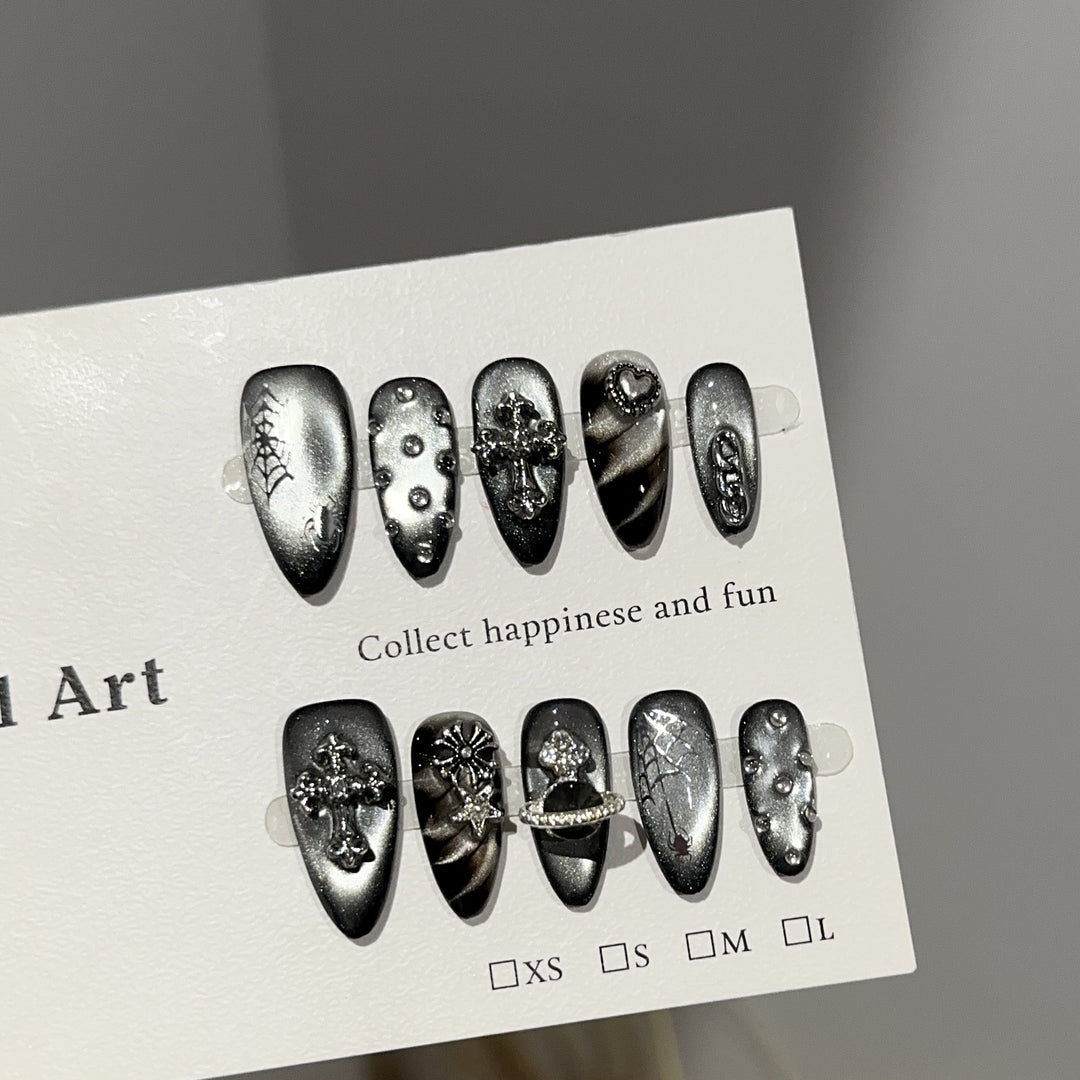 Gothic-Themed Press-On Nail Art Set