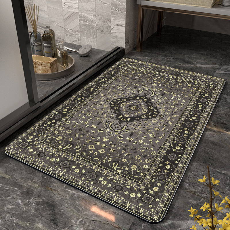 Floral Design Absorbent Bathroom Mat Kalsten