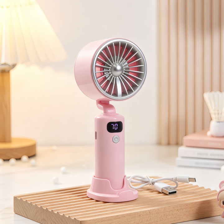 Electric Hand Fan with Digital Speed Display and Adjustable Tilt Angle Kalsten