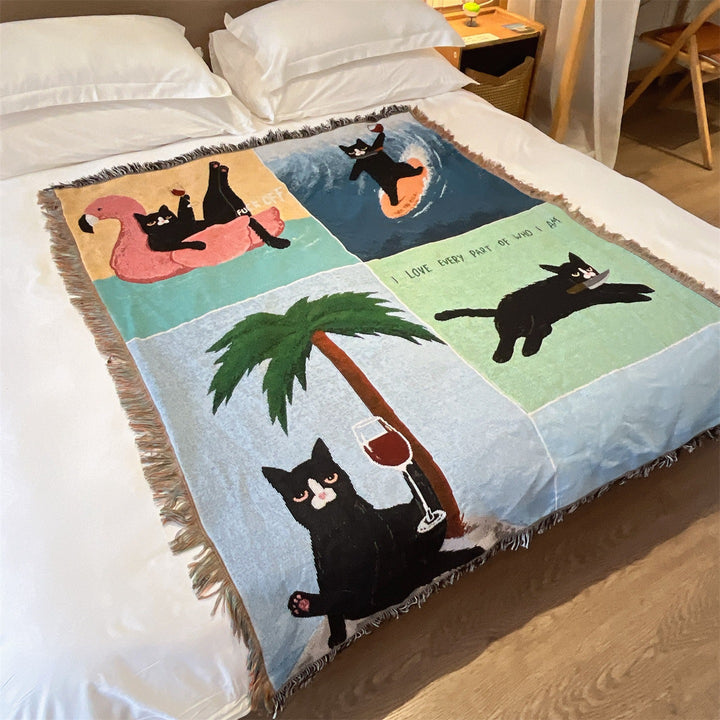Artistic Cat-Themed Throw Blanket