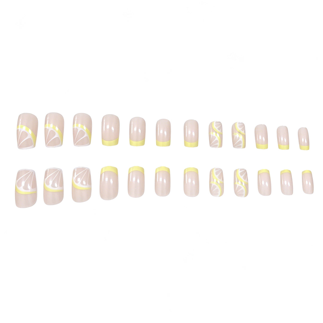 Elegant Lemon-Themed Acrylic Nail Art Enhancements Kalsten