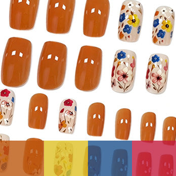 Floral Patterned Press-On Nail Enhancements Kalsten