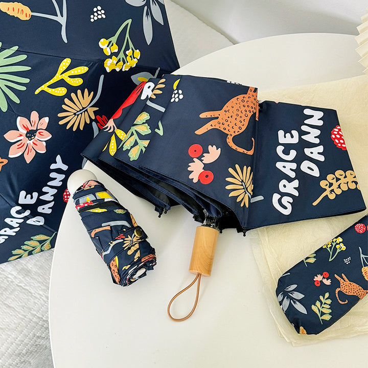 Women Folding Umbrella with Striking Flower Pattern Kalsten