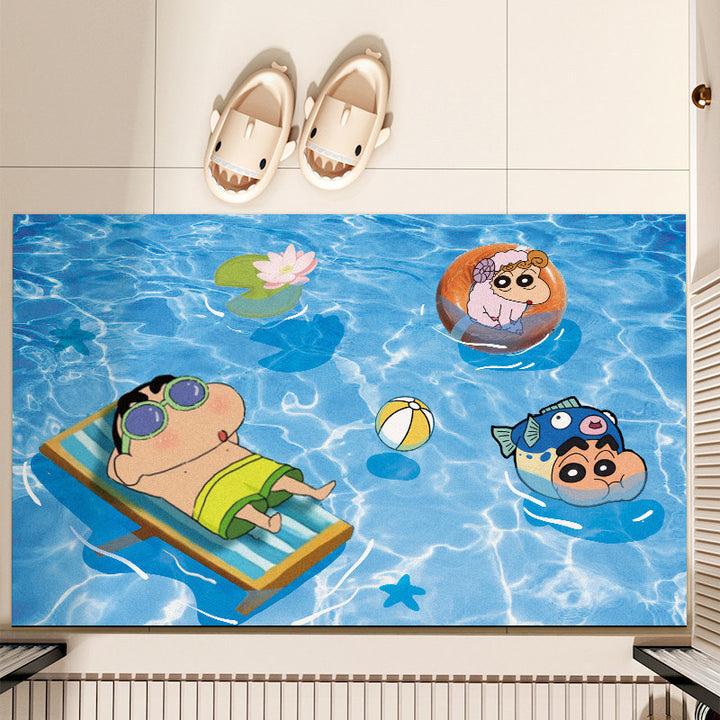 Cartoon Underwater-Themed Bath Mat