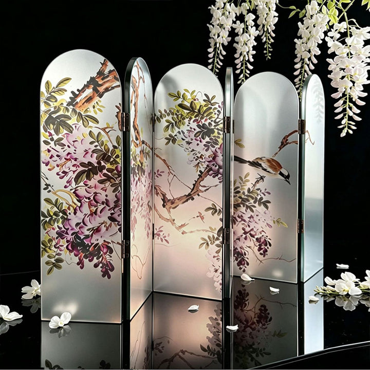 Decorative Room Divider with Wisteria Design
