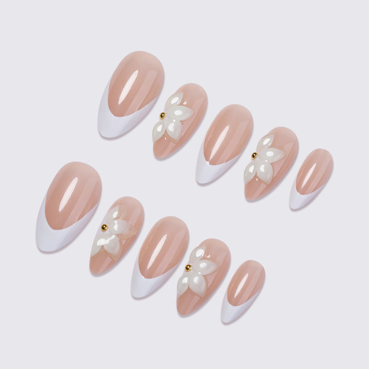 Artificial nails with elegant flower appliqués Kalsten