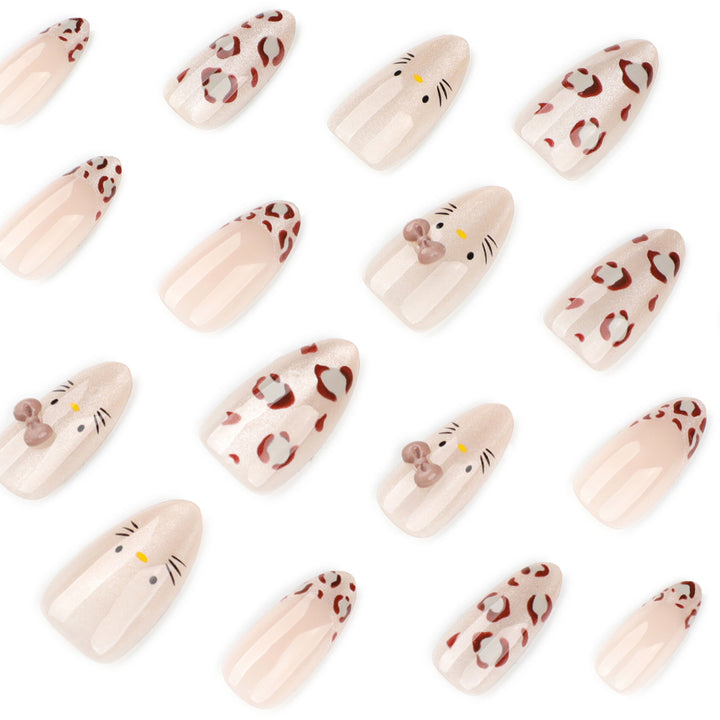 Creative Nail Art with Cute Cat Motif and Glitter Accents Kalsten