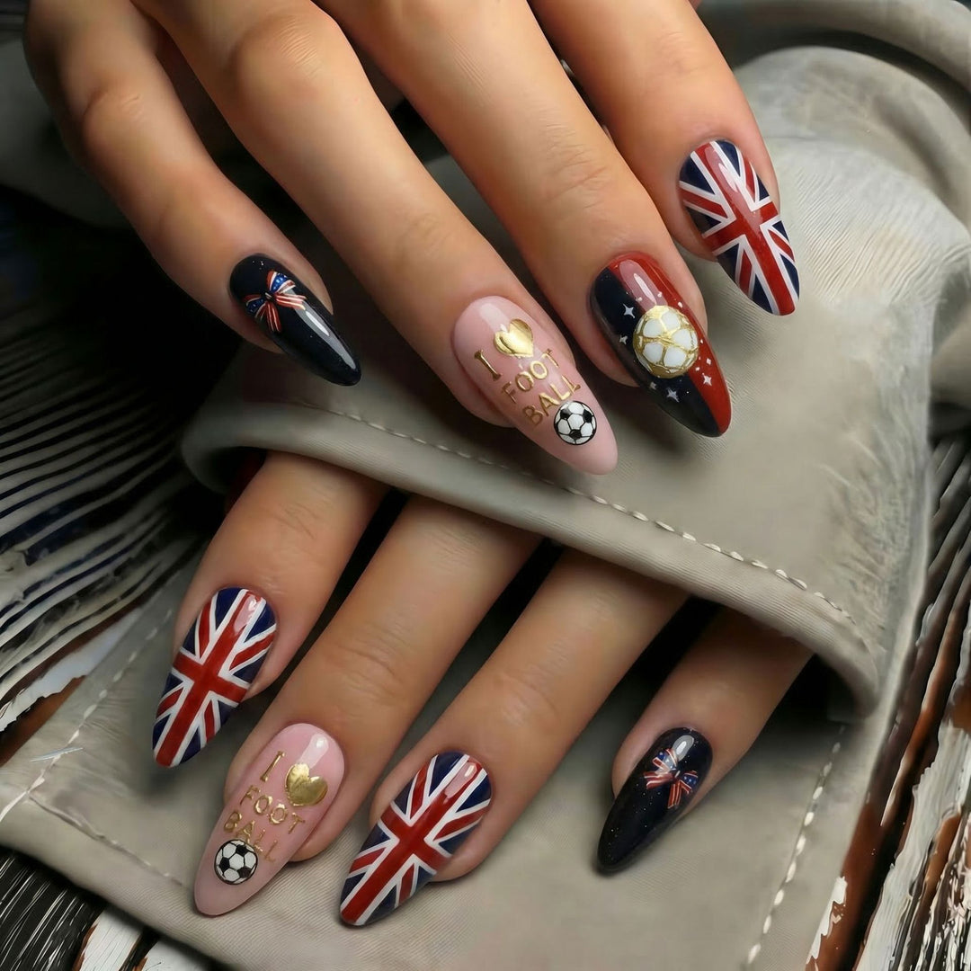 Sporty artificial nails in football design Kalsten