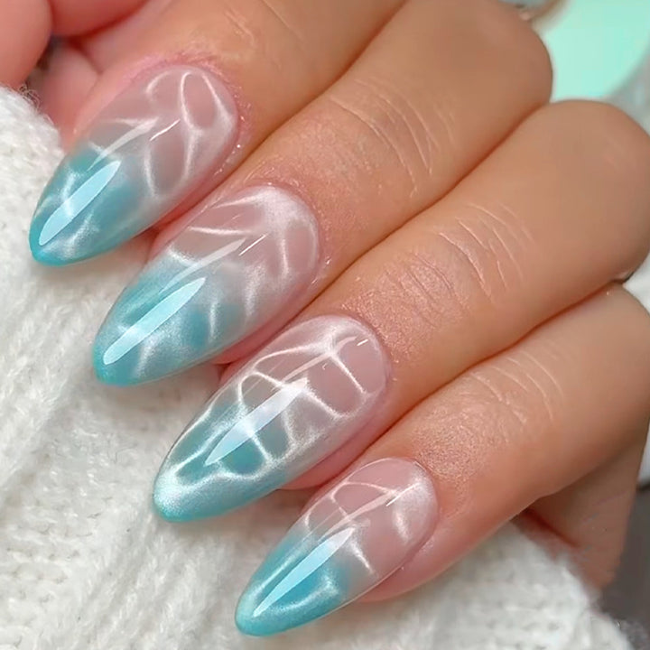 Premium Gel Press-On Nail Set with Ocean-Inspired Design Kalsten