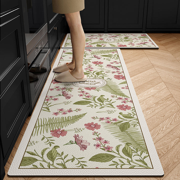 Floral Design Anti-Fatigue Kitchen Mat