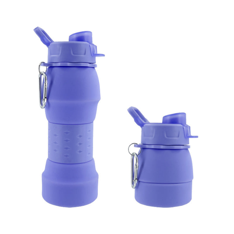 Unisex Silicone Water Bottle with Carabiner Hook and Folding Mechanism Kalsten