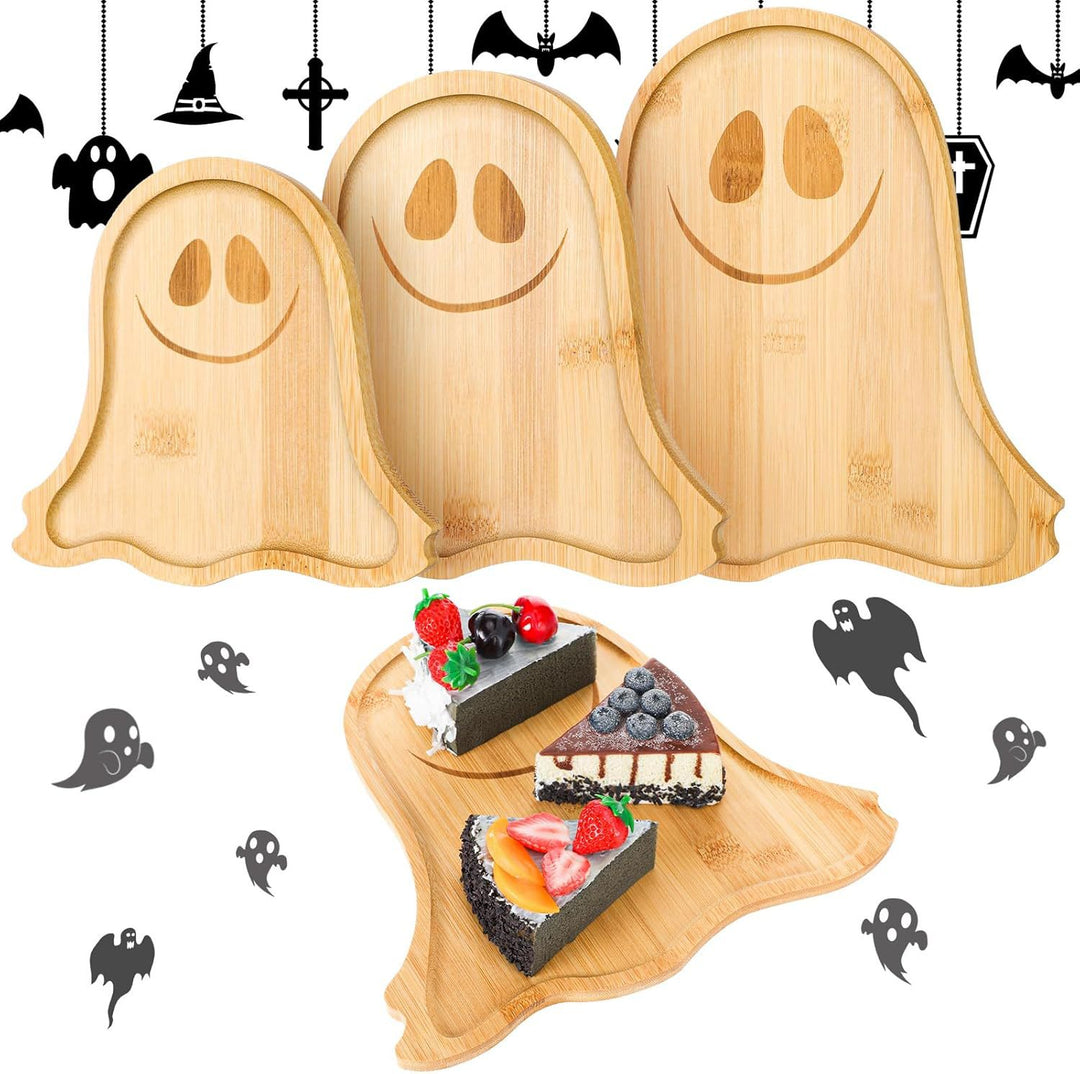Bamboo serving platter bat shape with multiple compartments for snacks and parties