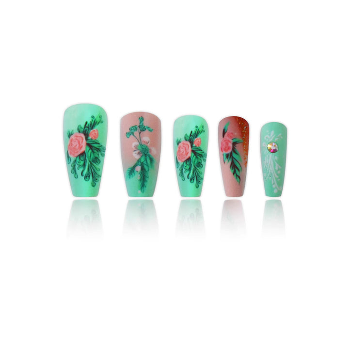 Floral Embellished Press-On Nail Set Kalsten