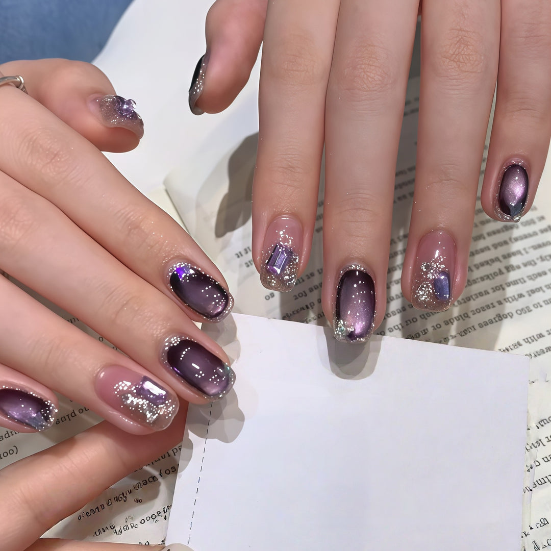 Glamorous nail tips with ombre effect and glitter Kalsten