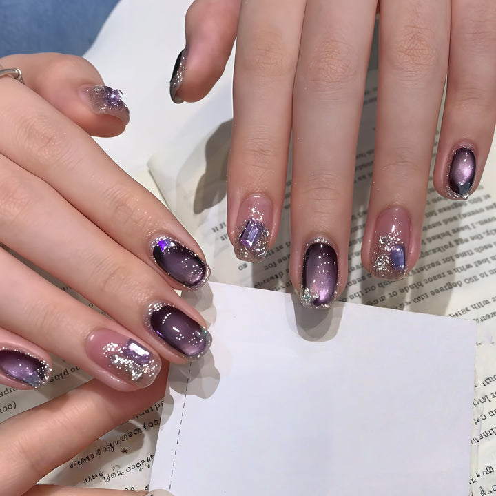 Glamorous nail tips with ombre effect and glitter Kalsten
