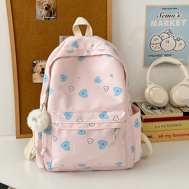 Heart-Printed Casual Backpack