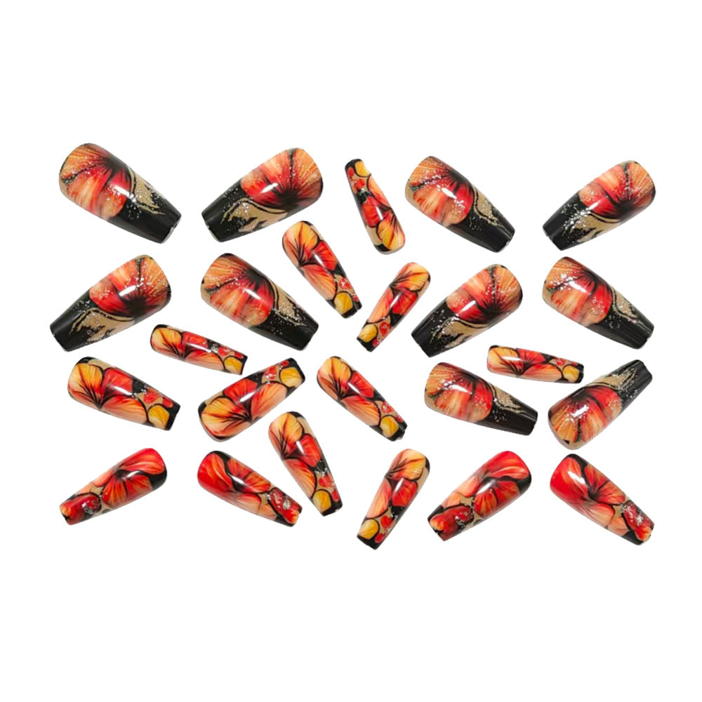 Artificial Nails In Elegant Flower Design Kalsten