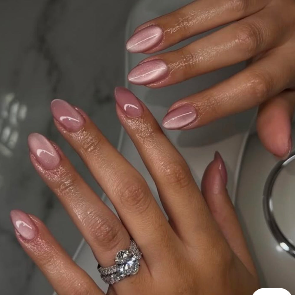 Elegant Glossy Almond-Shaped Nail Enhancements