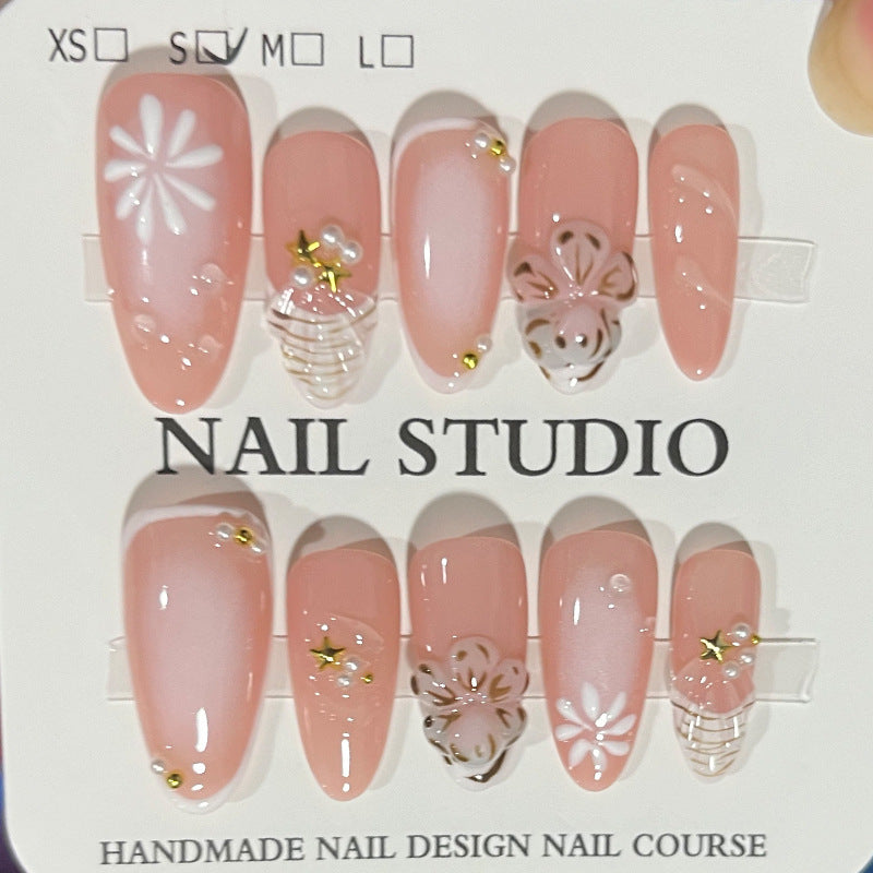Handcrafted Floral Pattern Press-On Nails Kalsten