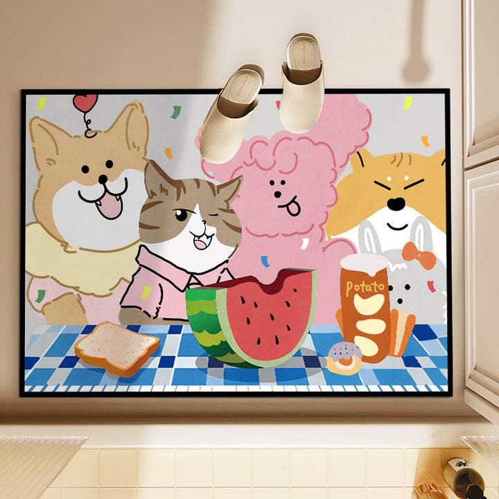 Playful Animal-Themed Decorative Bath Mat