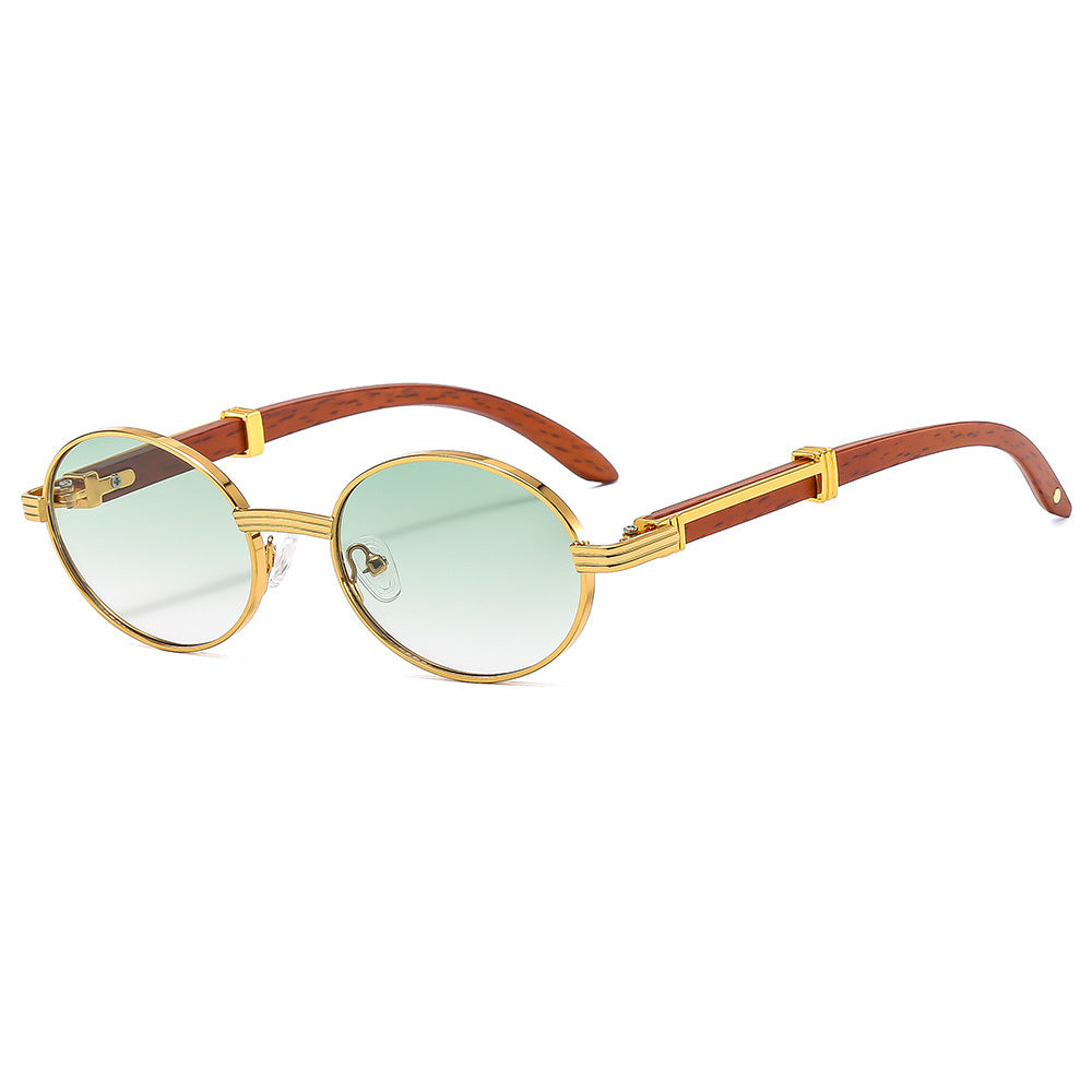 Vintage-Inspired Circular Sunglasses with Luxurious Golden Accents Kalsten