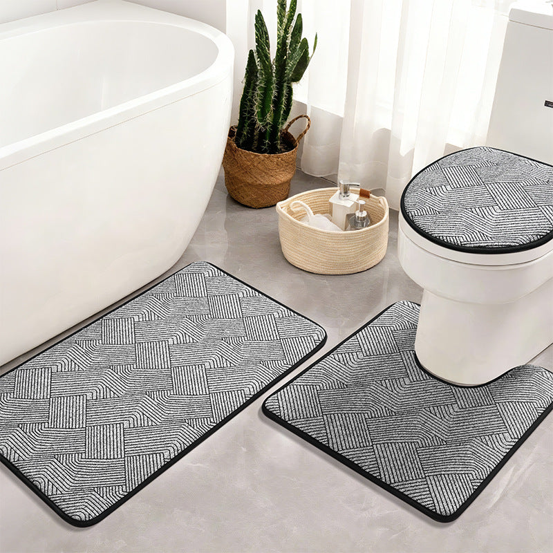 Elegant Woven Bathroom Mat Set